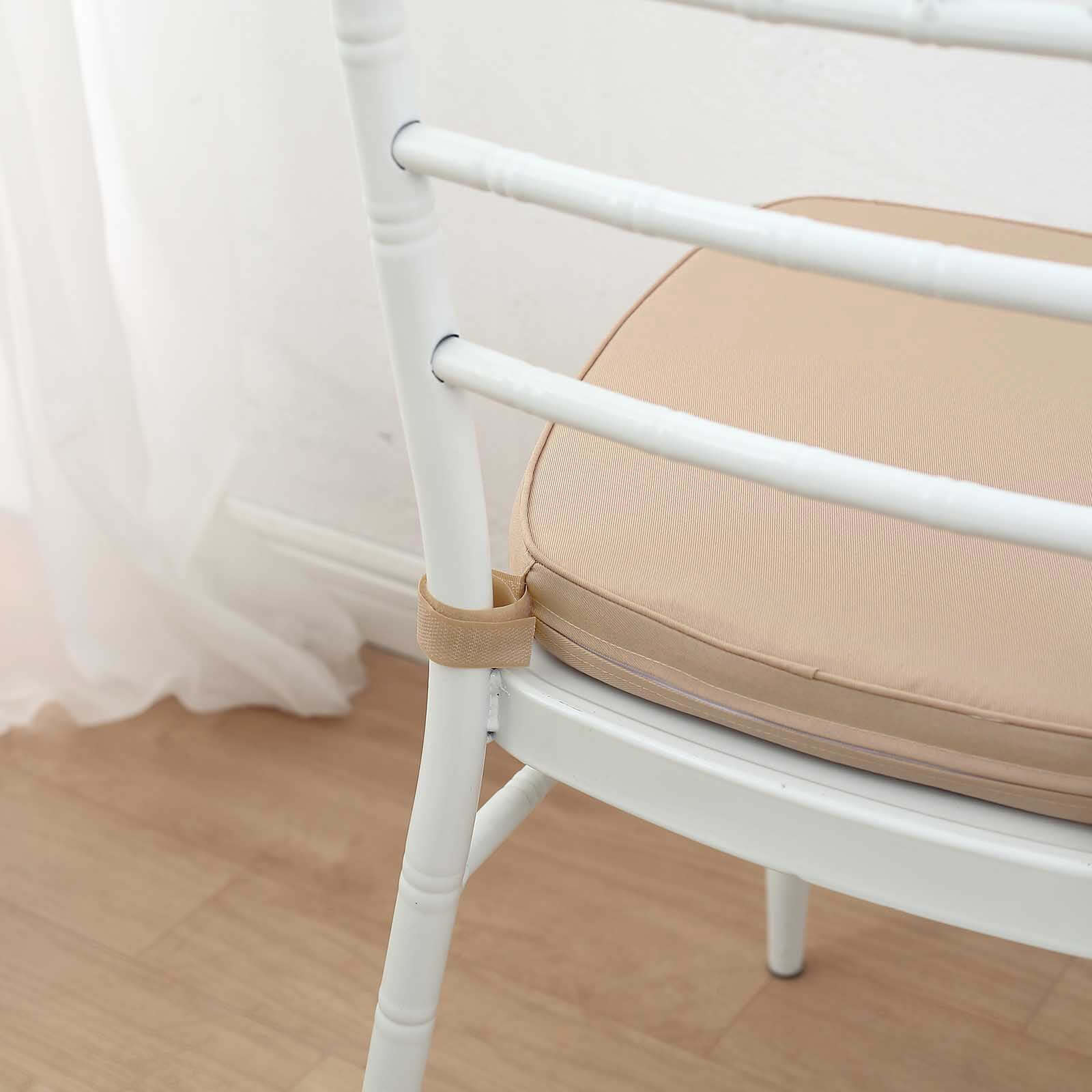 Chiavari Chair Cushion with 1.5 Thick Memory Foam and Ties Nude - Stylish Removable Cover for Comfort