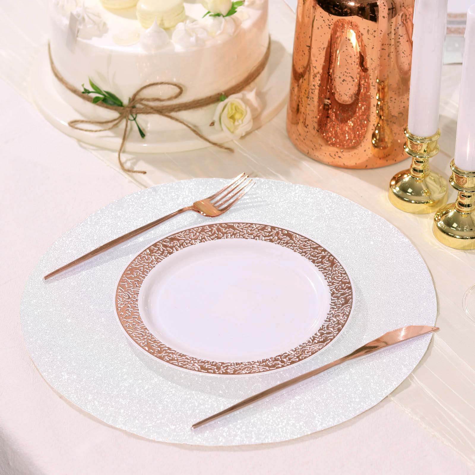 6-Pack Placemats Glitter Design Iridescent Sparkle Round - Non-Slip Decorative Dining Table Mats 13