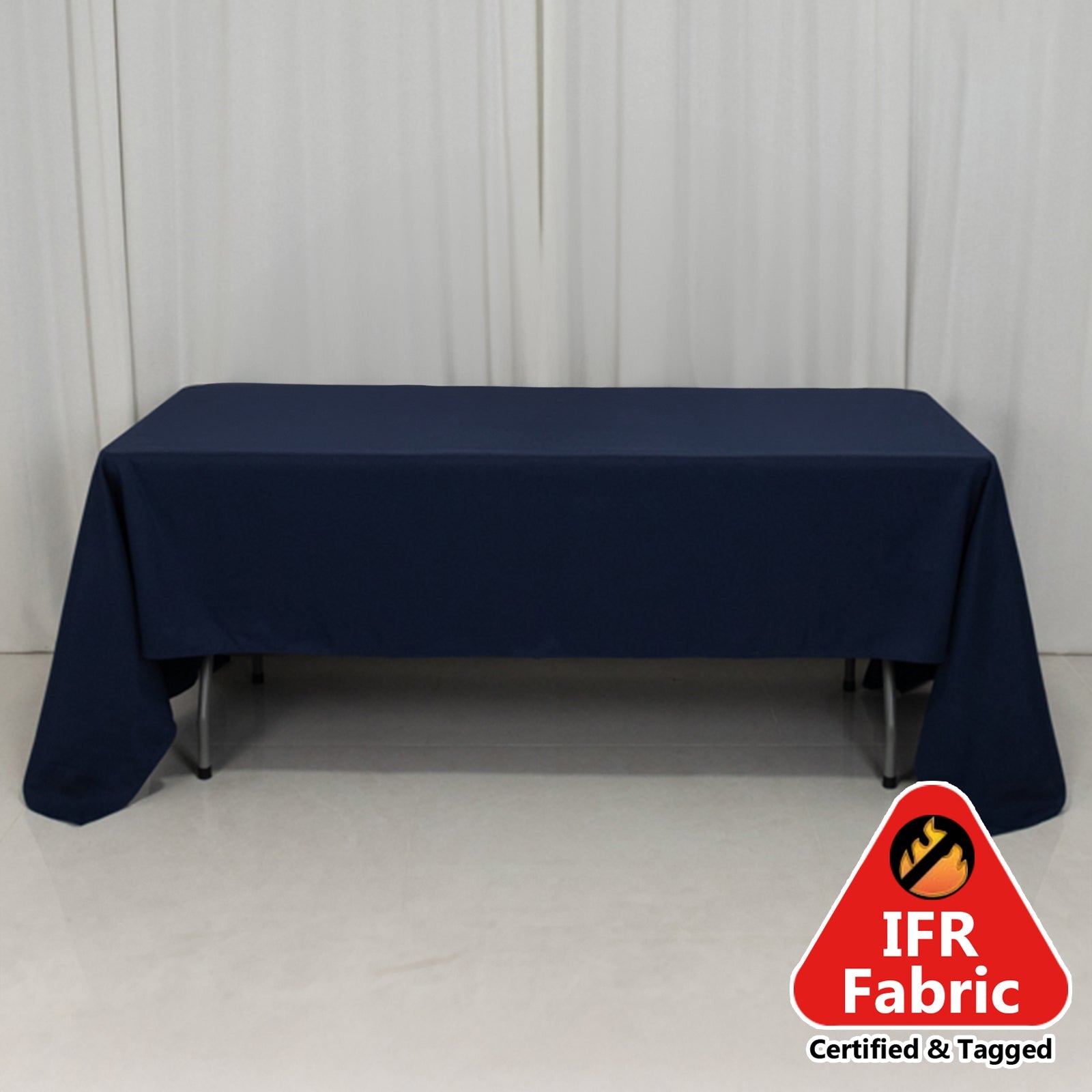 Fire Retardant Premium Polyester 60x126 Rectangular Tablecloth Navy Blue - High-Performance Table Cover