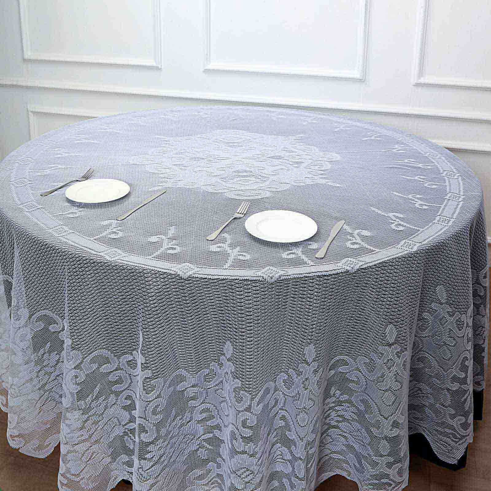 Lace 120 Round Tablecloth White - Seamless Premium Design for Upscale Celebrations