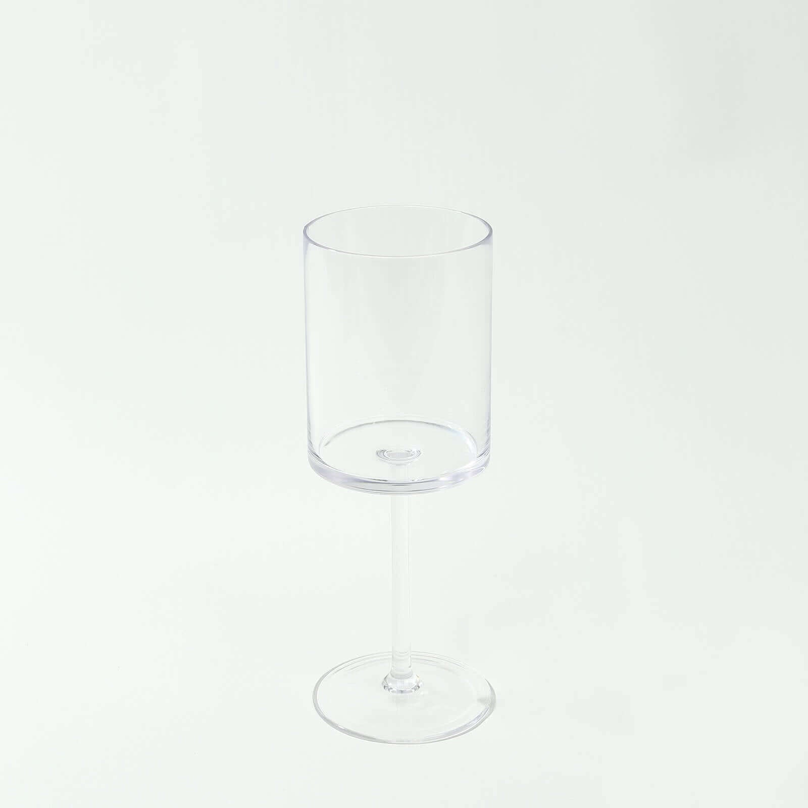 6-Pack Plastic Cocktail Glasses Clear Cylindrical Long Stem - Shatterproof Tumblers 10oz