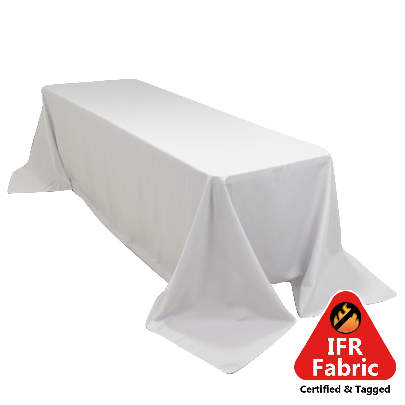 Fire Retardant Premium Polyester 90x156 Rectangular Tablecloth White - Stylish High-Performance Seamless Table Cover for Large Gatherings