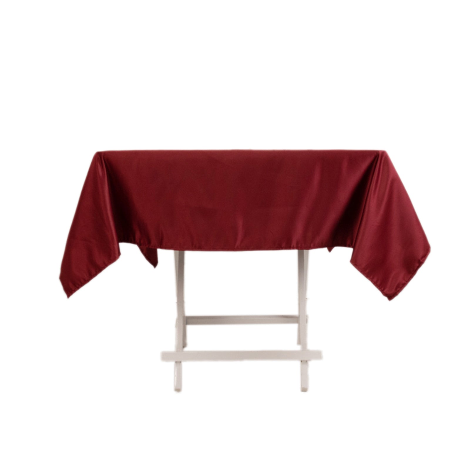 Lamour Satin 54x54 Square Tablecloth Burgundy - Durable & Silk-Like Table Cover