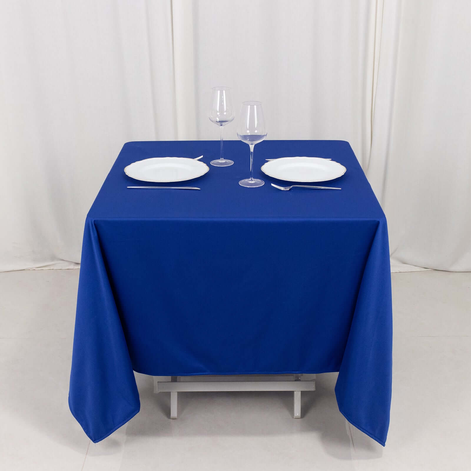 Premium Scuba Square 70x70 Tablecloth Royal Blue - Wrinkle Free & Stain Resistant Table Cover