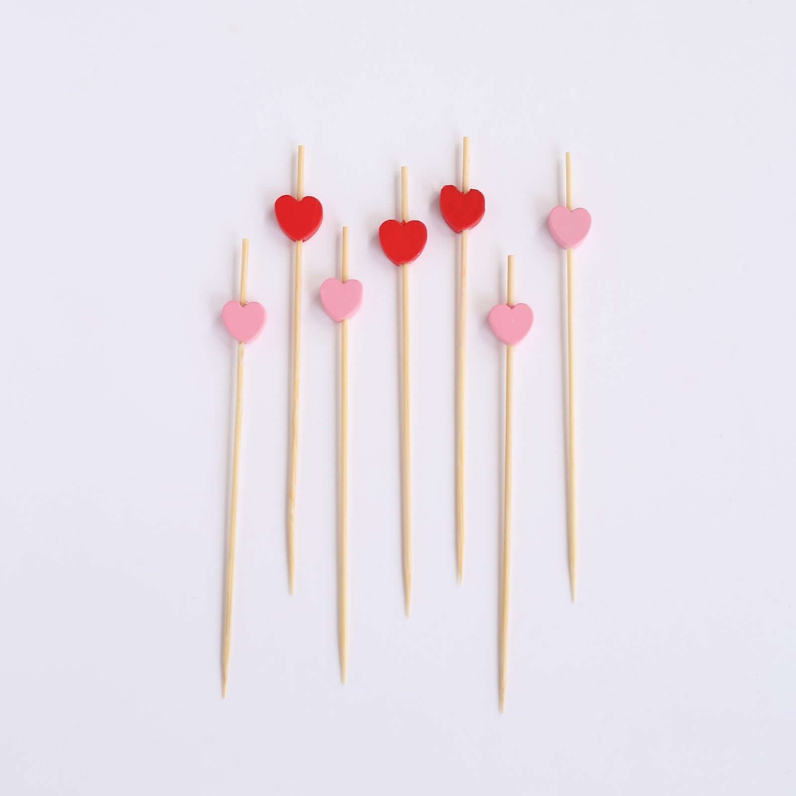 100-Pack Bamboo Cocktail Sticks Heart Design Eco Friendly Red/Pink - Biodegradable Fruit Appetizer Party Picks 5