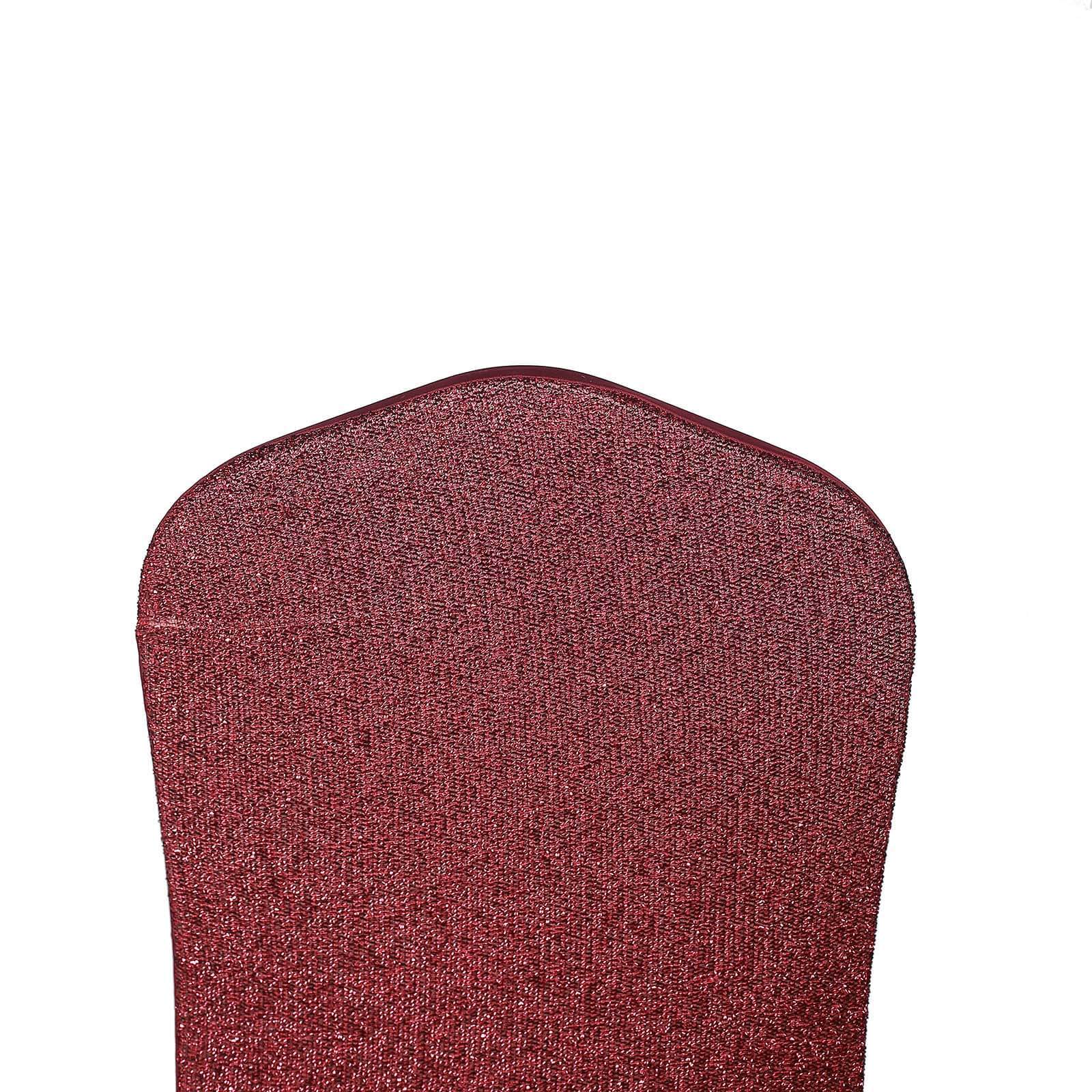 Spandex Chair Cover with Metallic Shimmer Tinsel Back for Banquet Chairs Burgundy - Fitted Slipcover