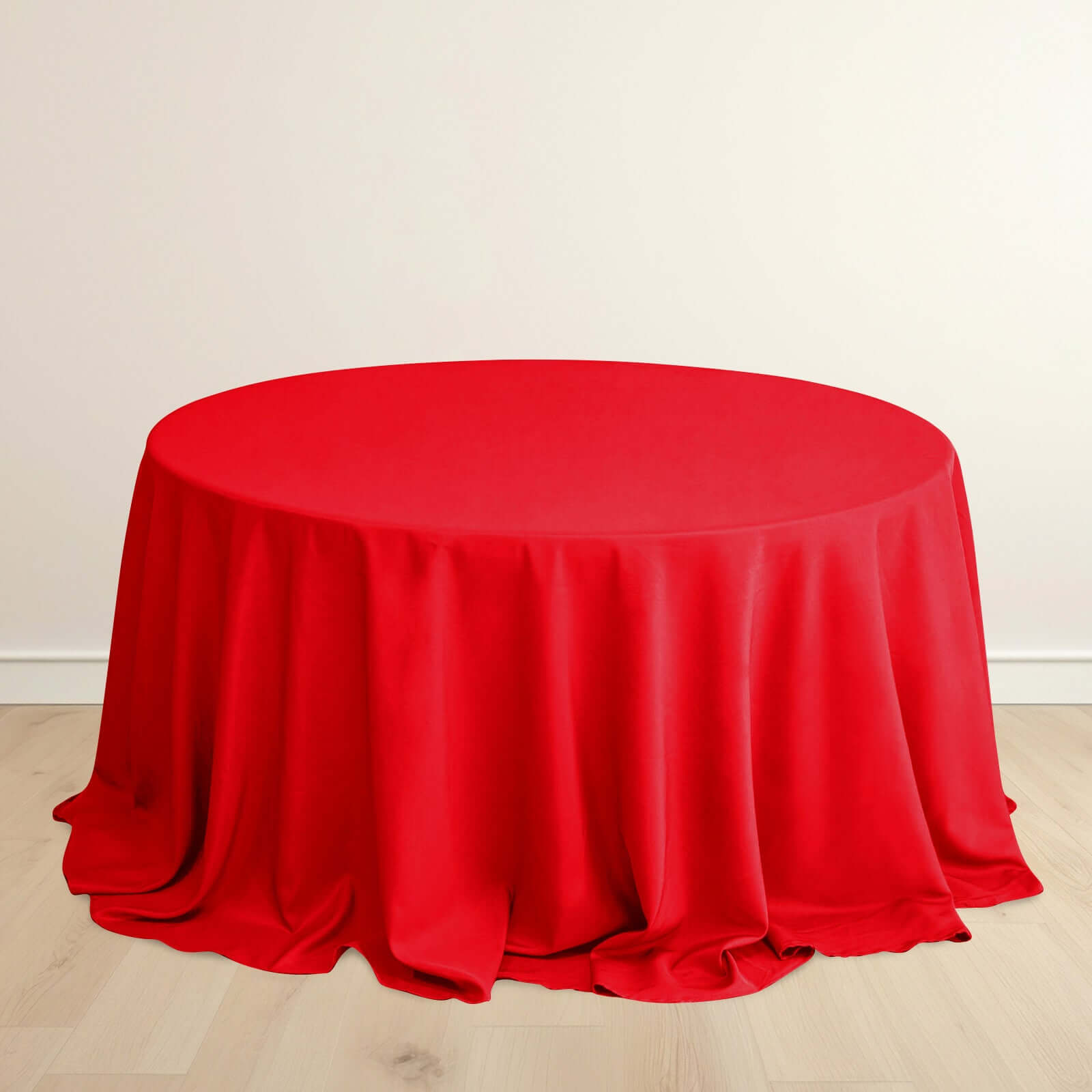 Premium Scuba Round 132 Tablecloth Red - Wrinkle Free & Stain Resistant Seamless Table Cover