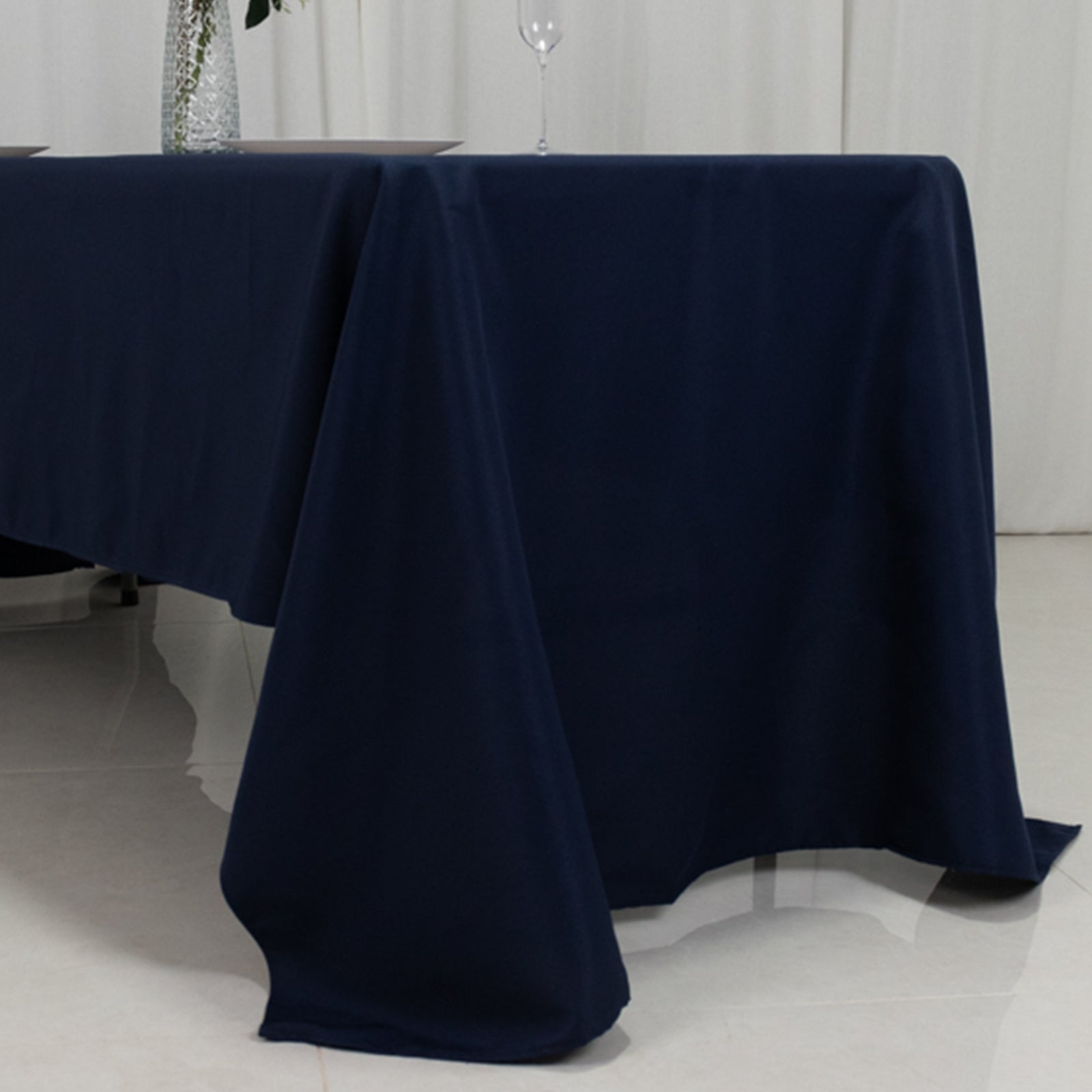 Fire Retardant Premium Polyester 60x126 Rectangular Tablecloth Navy Blue - High-Performance Table Cover