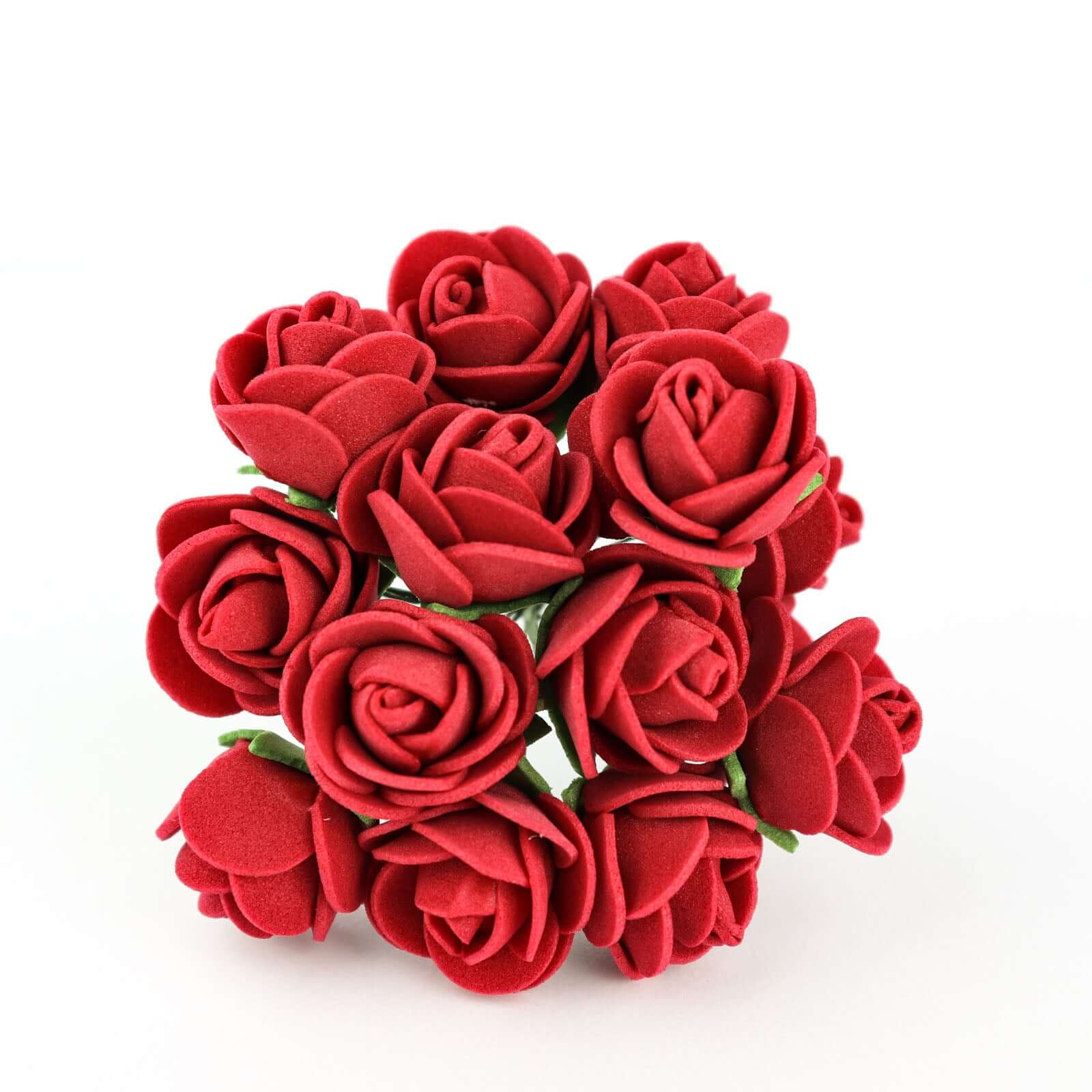 48 Roses 1 Burgundy Real Touch Artificial DIY Foam Rose Flowers With Stem, Craft Rose Buds