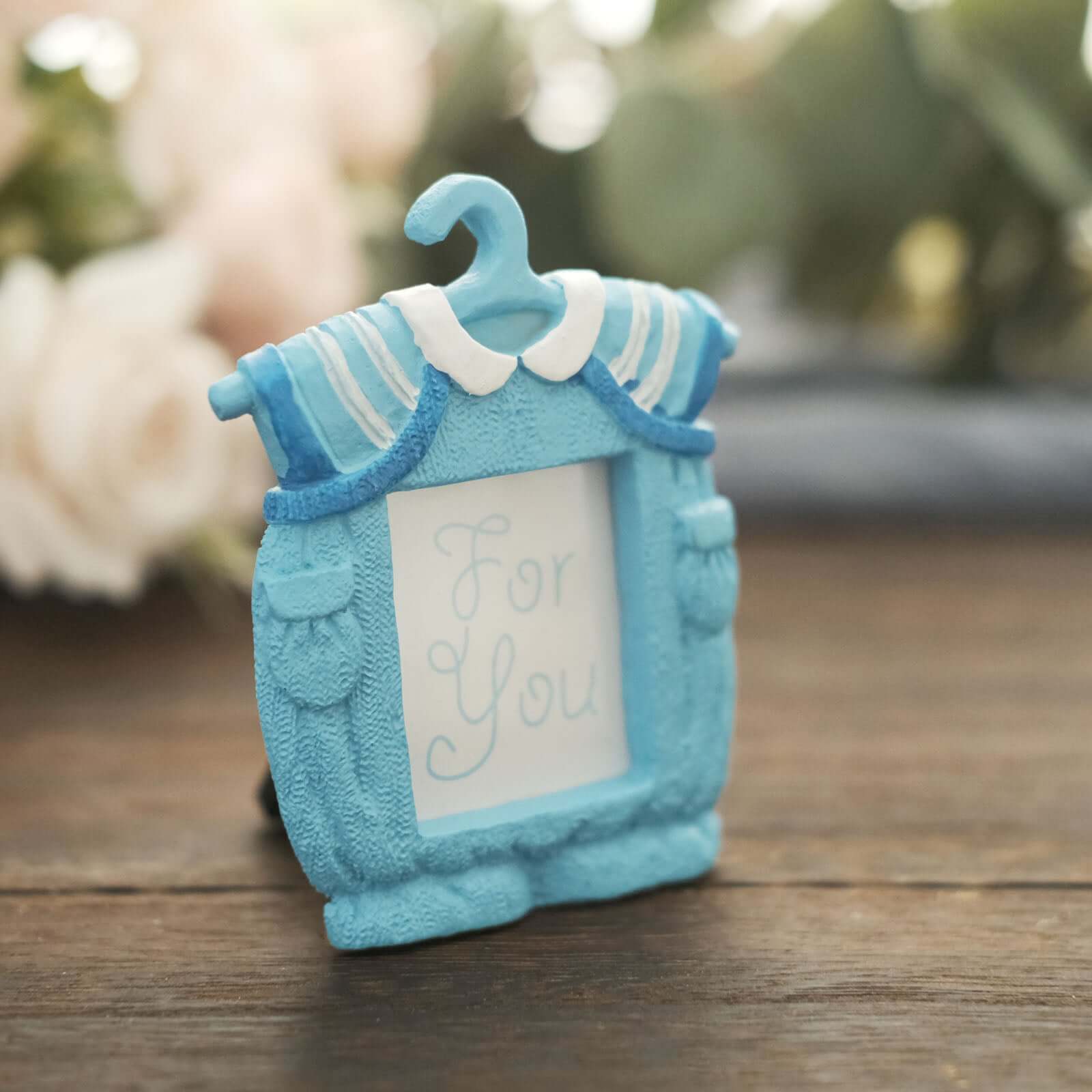 4 Pack Cute 4 Newborn Baby Boy Light Blue Clothes Resin Party Favors Picture Frame, Baby Shower Gender Reveal Party Gifts