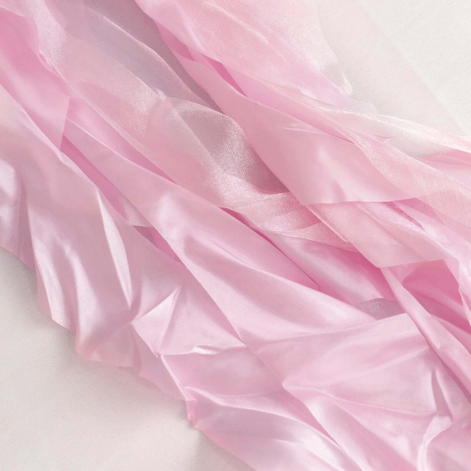 5 Pack Chiffon Satin Chair Sashes Pink - Easy to Install Ruffled Curly Willow