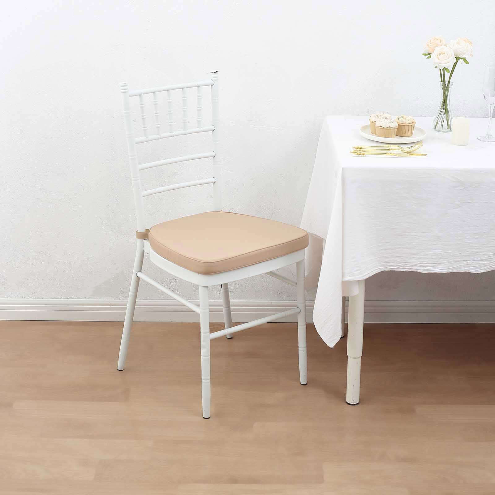 Chiavari Chair Cushion with 1.5 Thick Memory Foam and Ties Nude - Stylish Removable Cover for Comfort