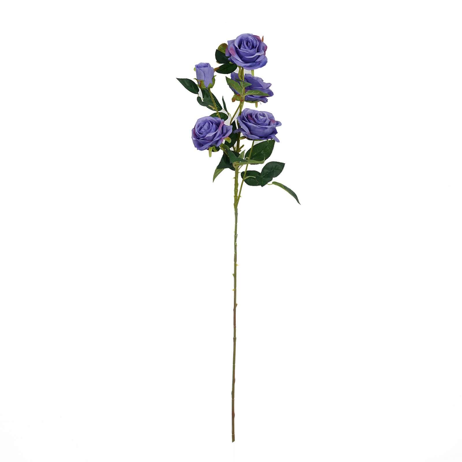 2 Bouquets 33 Tall Violet Artificial Silk Rose Flower Bush Stems