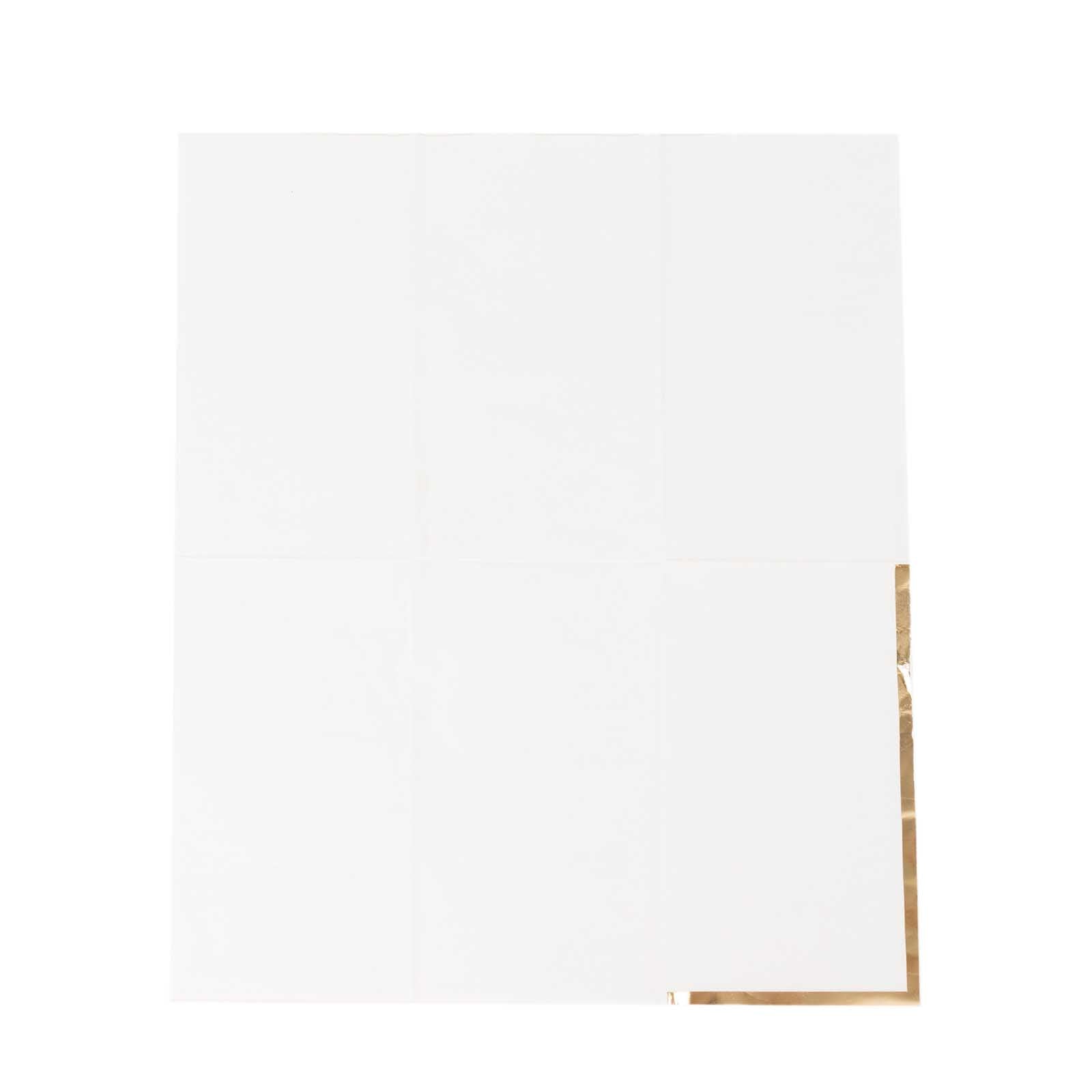 50-Pack Paper Dinner Napkins White with Gold Foil Edge 2 Ply - Stylish Disposable Napkins for Parties