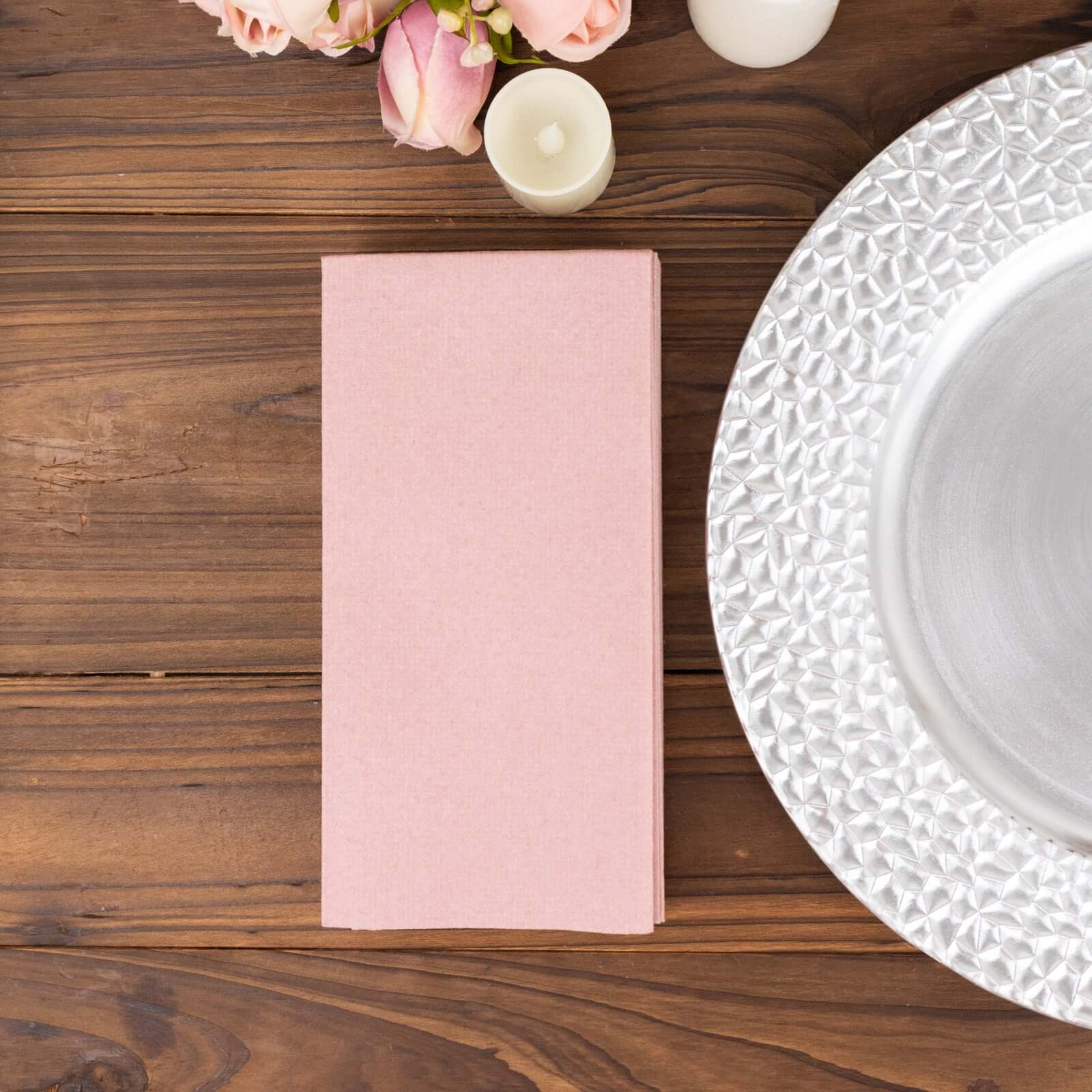 20-Pack Paper Linen-Like Napkins Dusty Rose - Disposable Hygienic Airlaid Guest Towels 8.5x4