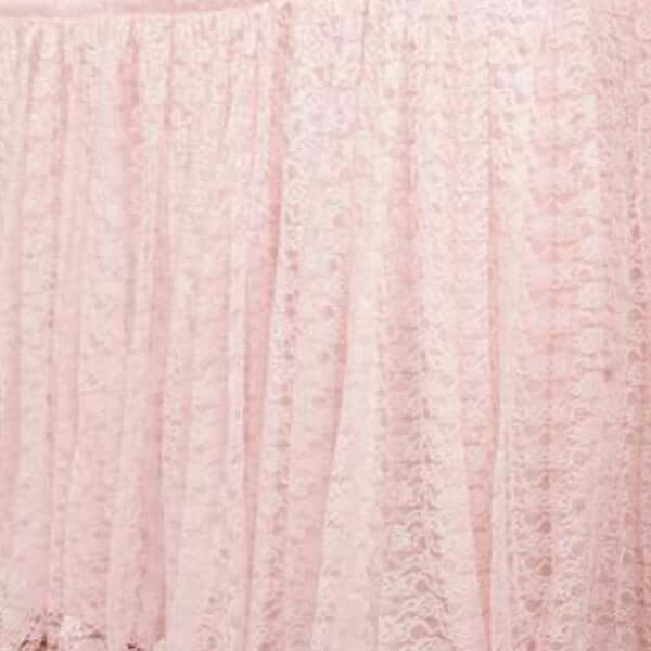 Lace 14ft Table Skirt Blush - Premium Pleated Table Cover