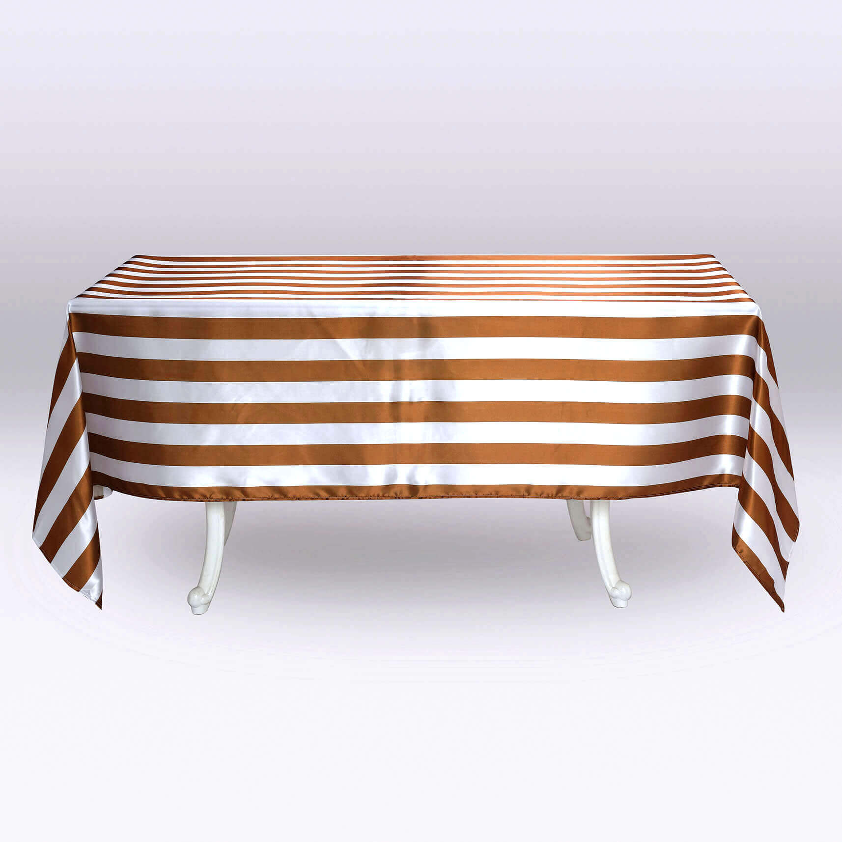 Satin 60x102 Rectangle Tablecloth Gold/White - Stripe Design with Stylish Smooth Finish Table Cover