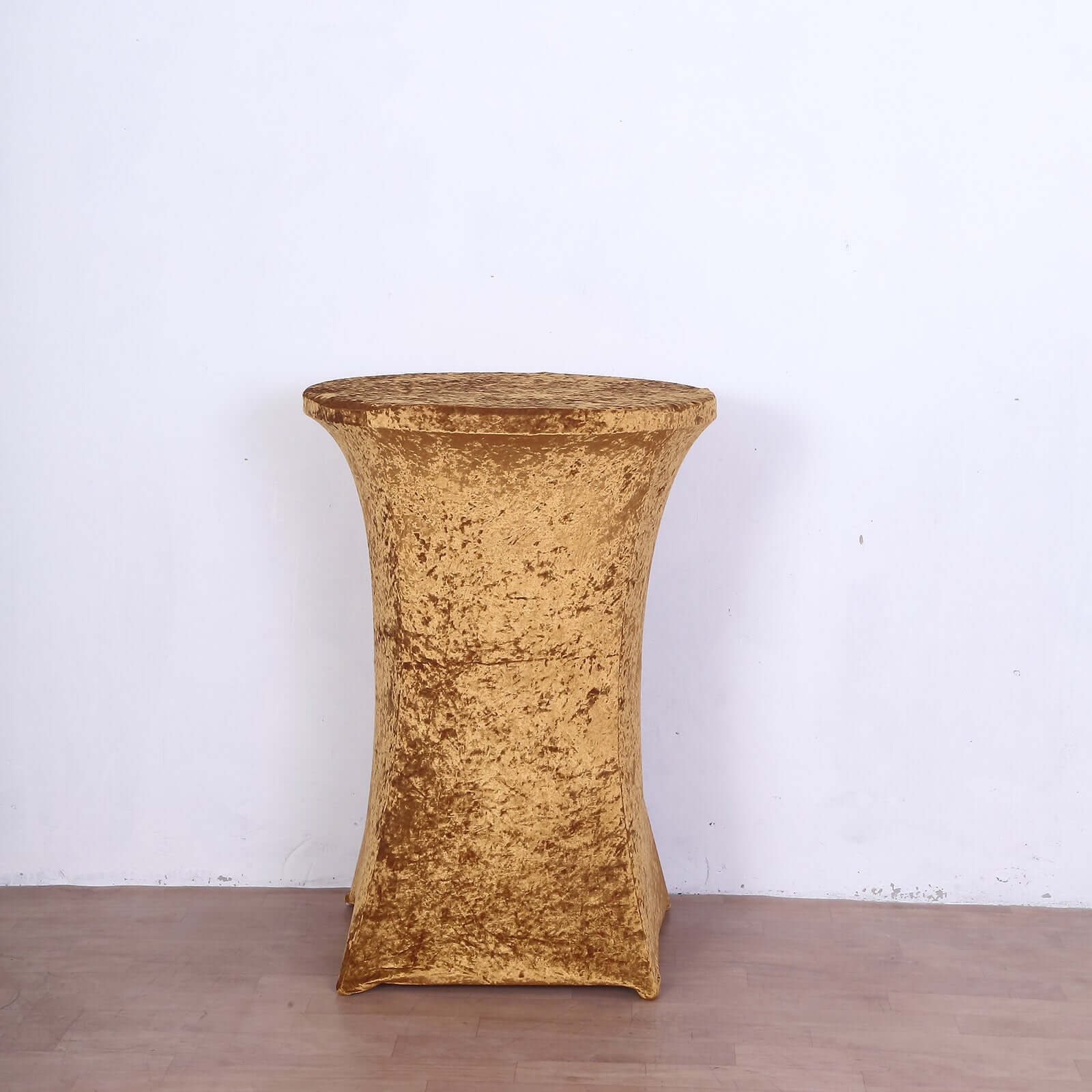 Crushed Velvet Spandex 32 Round Cocktail Table Cover Gold Smooth Highboy Tablecloth