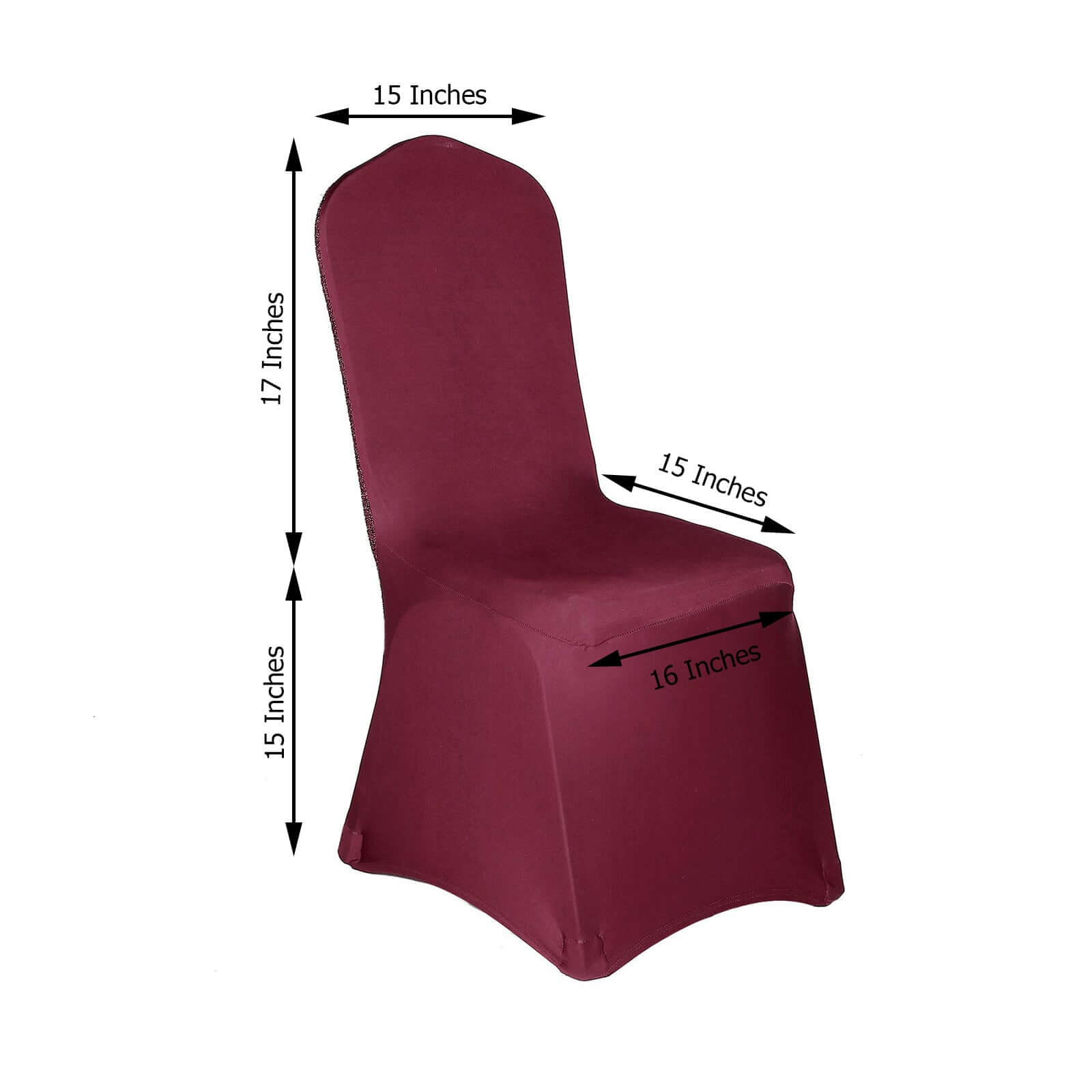 Spandex Chair Cover with Metallic Shimmer Tinsel Back for Banquet Chairs Burgundy - Fitted Slipcover