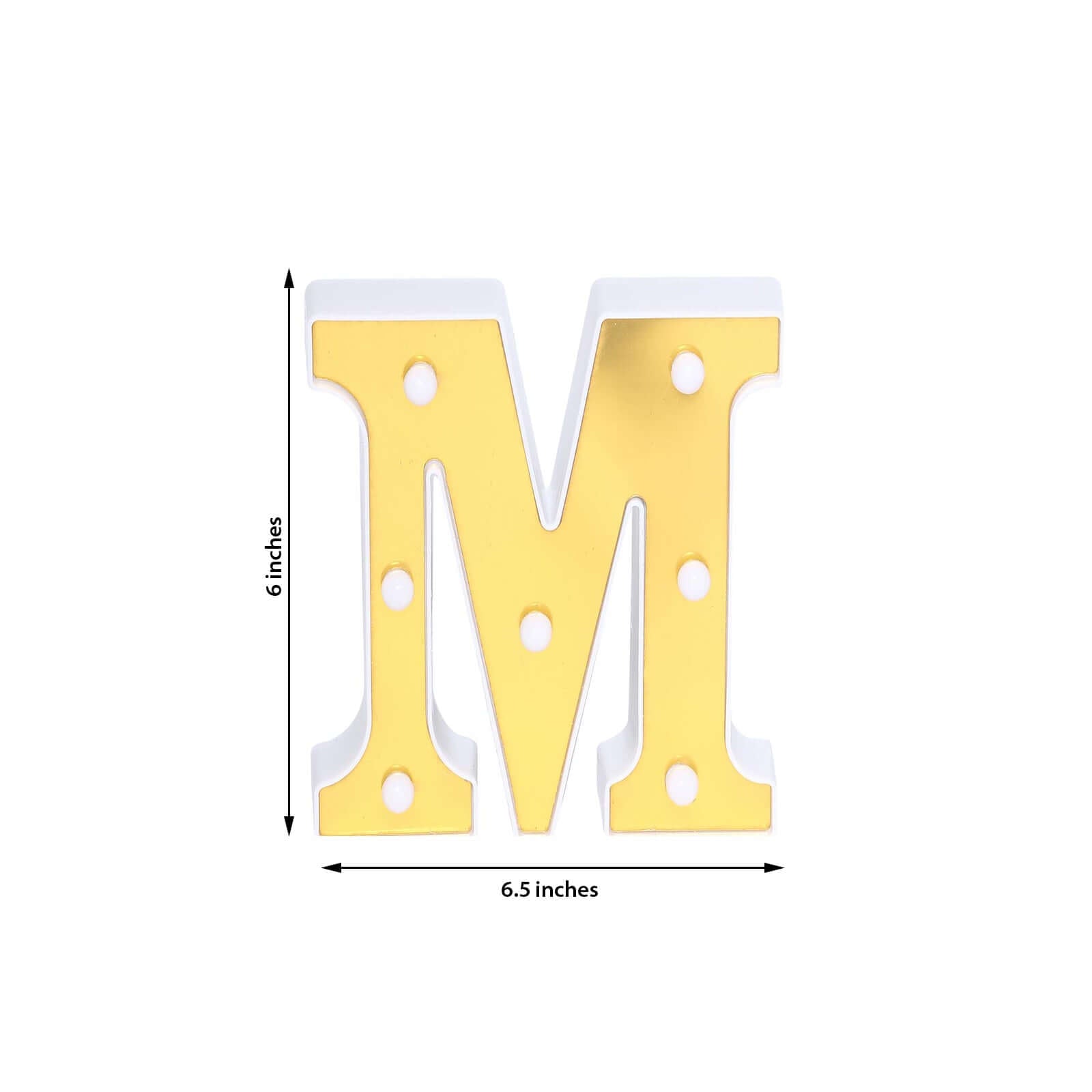 3D Marquee Letter M Warm White 7 LED Lights Gold - Chic Light-Up Decor for Events 6