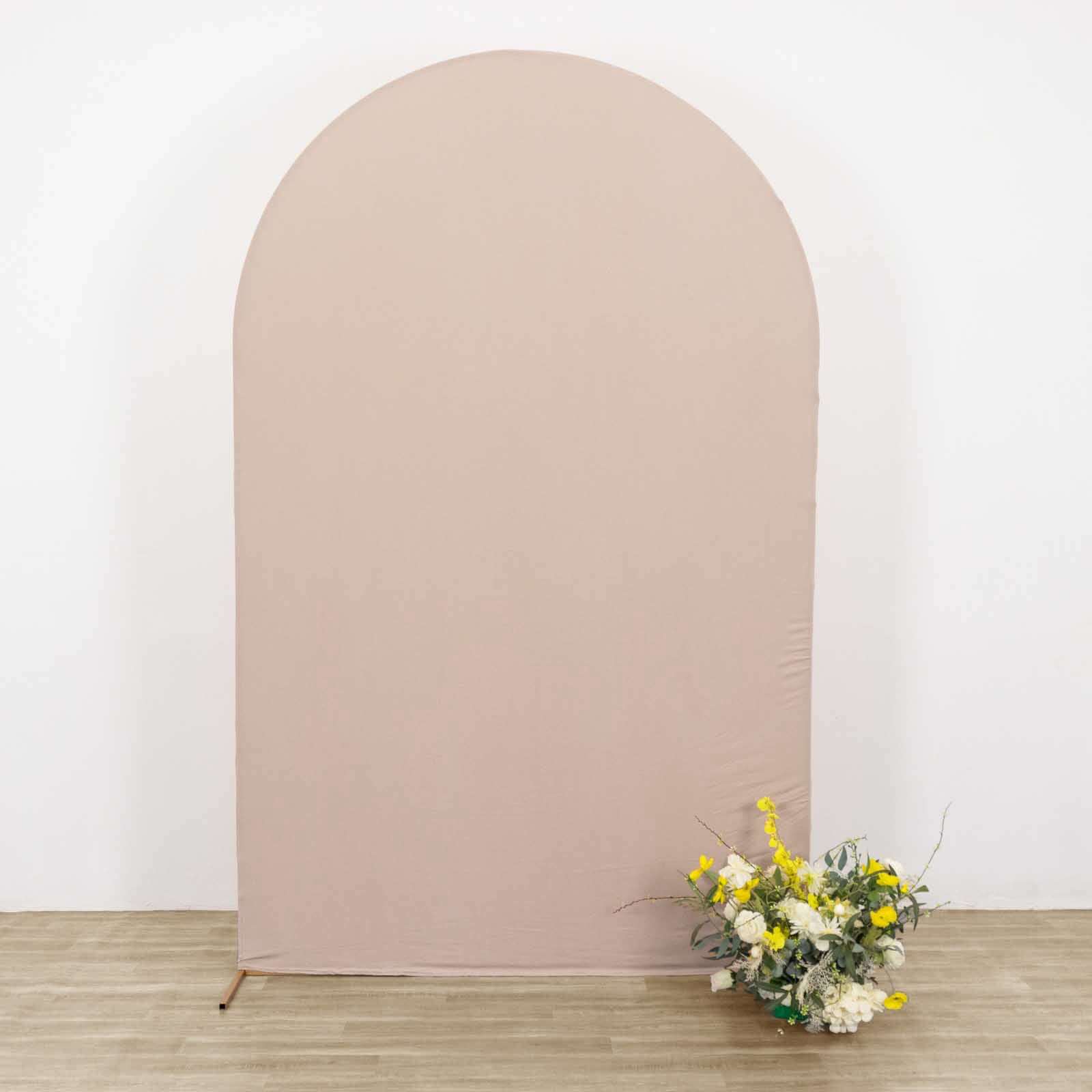 8ft Matte Nude Spandex Fitted Wedding Arch Cover For Round Top Chiara Backdrop Stand