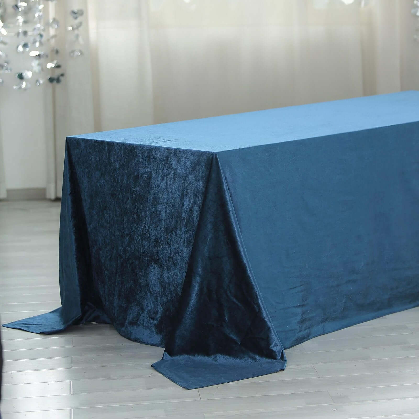 Premium Velvet 90x156 Rectangle Tablecloth Hunter Navy Blue - Reusable Soft & Seamless Table Cover