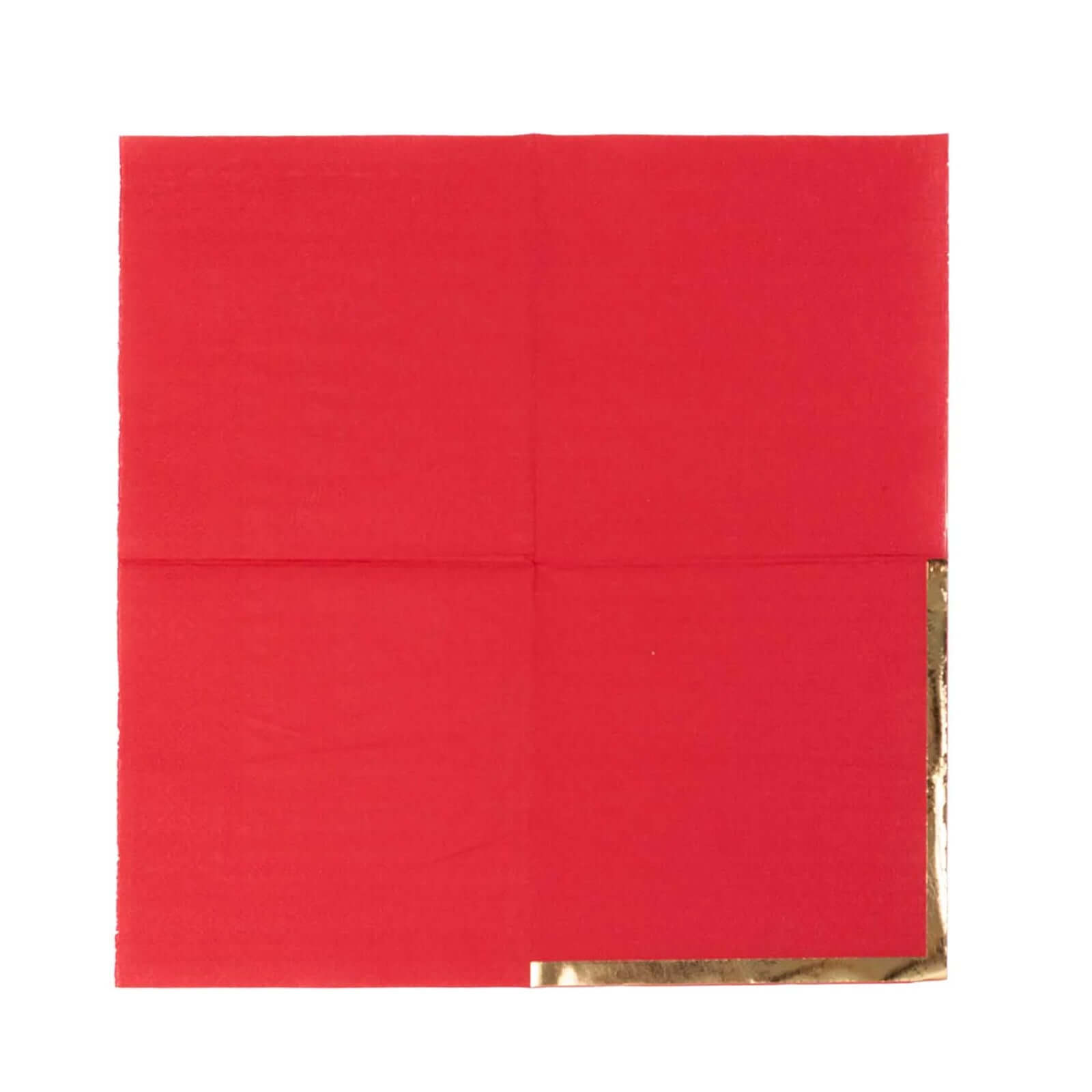 50-Pack Paper Beverage Napkins Red with Gold Foil Edge - 2 Ply Disposable Soft 18GSM Cocktail Napkins 5x5