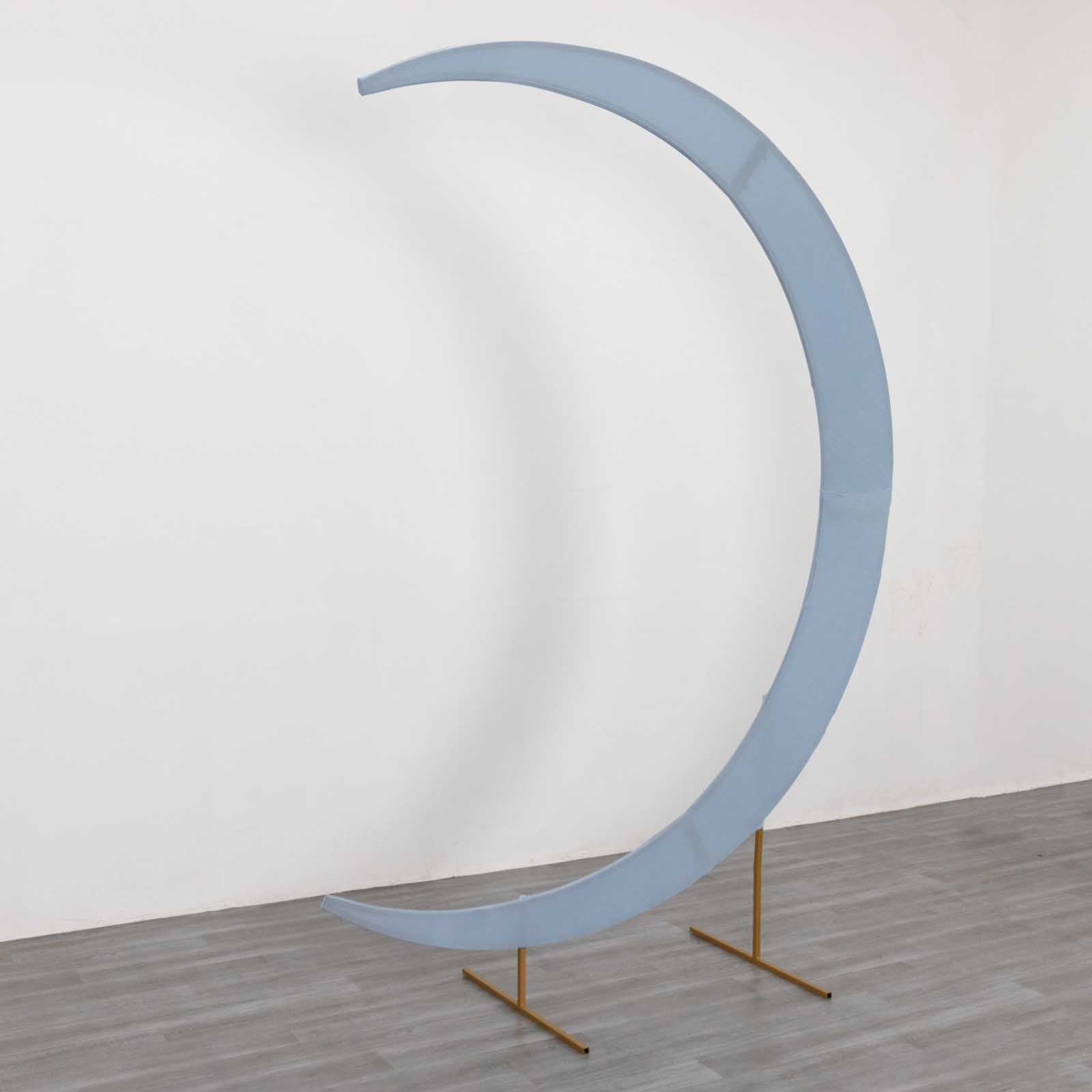 7.5ft Dusty Blue Spandex Crescent Moon Wedding Arch Cover, Custom Fitted Chiara Backdrop Stand Cover