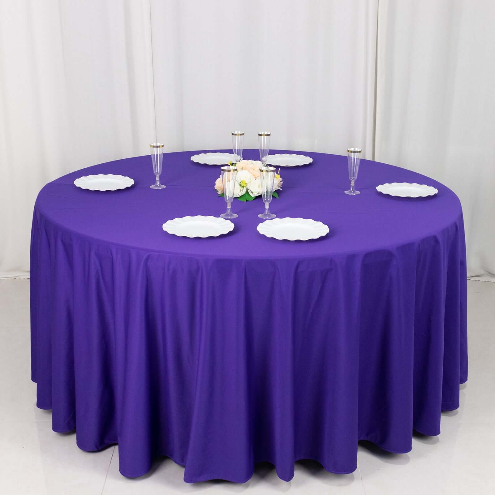 Premium Scuba Round 120 Tablecloth Purple - Wrinkle Free & Stain Resistant Seamless Table Cover