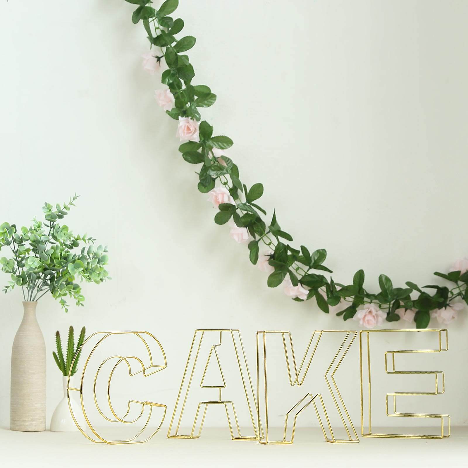 8 Tall Gold Freestanding 3D Decorative Wire Letter, Wedding Centerpiece - I