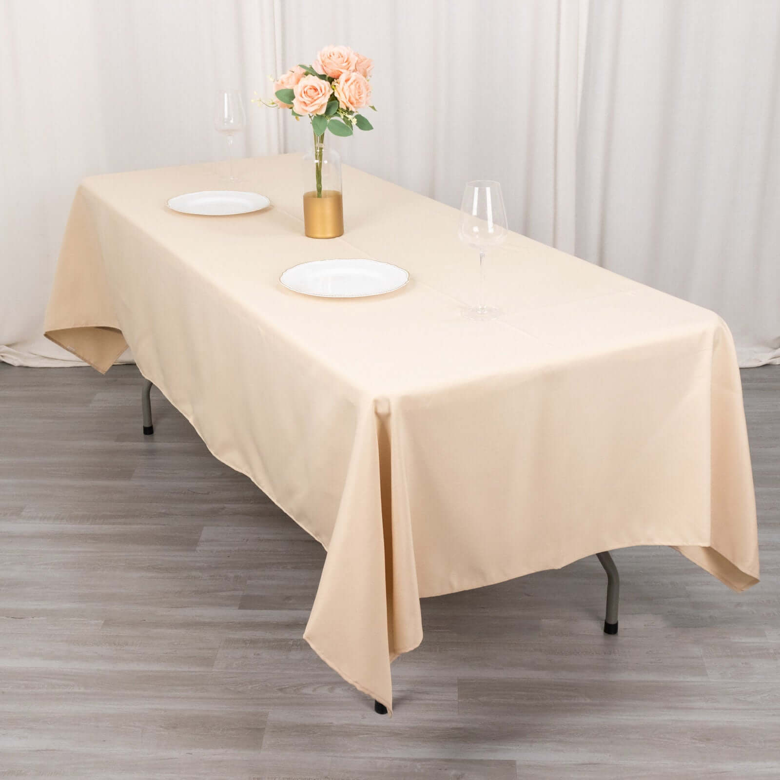 Premium Polyester 60x102 Rectangle Tablecloth Beige - Durable 220GSM Wrinkle-Resistant Table Cover