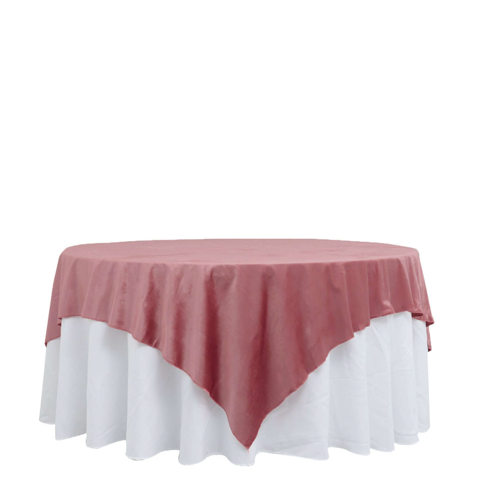 Velvet 72x72 Table Overlay Square Tablecloth Dusty Rose - Premium Soft Finish Table Topper