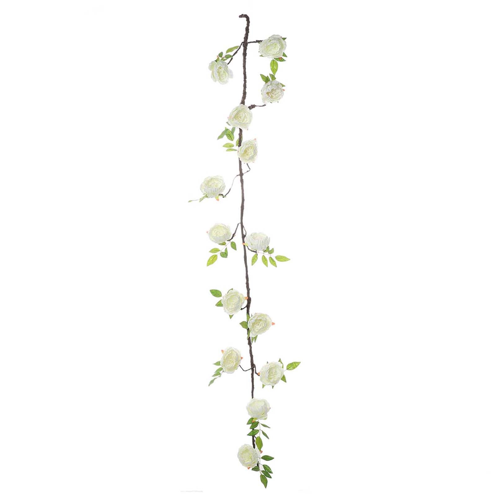 6ft Cream Artificial Silk Peony Hanging Flower Garland, Faux Vine