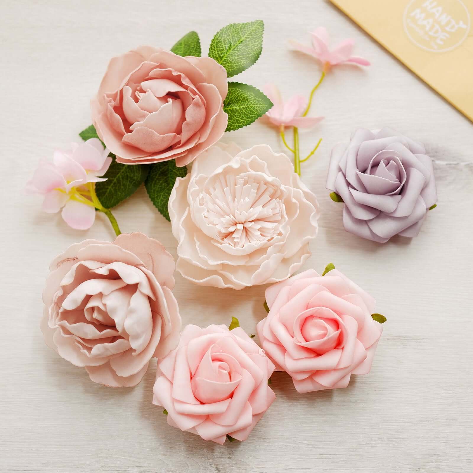 26 Pcs Foam Rose, Peony and Silk Hydrangea, Daisy Mix Flower Box Assorted Colors - Lush Artificial Floral Set for Custom Bouquets Event Styling & Holiday Crafts