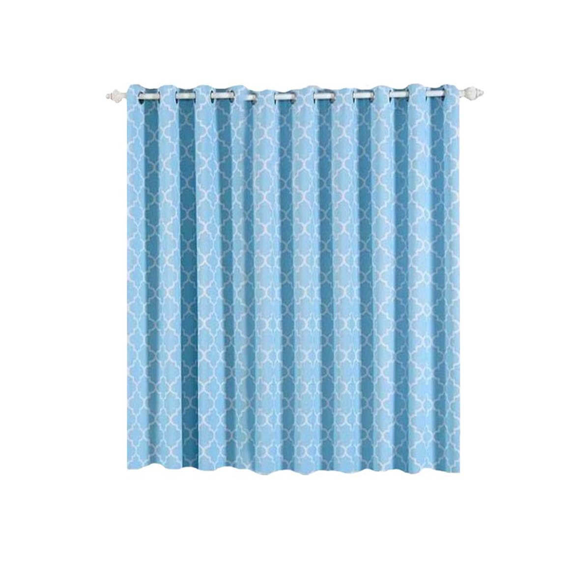 2 Pack Blue White Room Darkening Noise Canceling Curtain Panels With Grommet, Trellis Curtains 52x84 - Clearance SALE