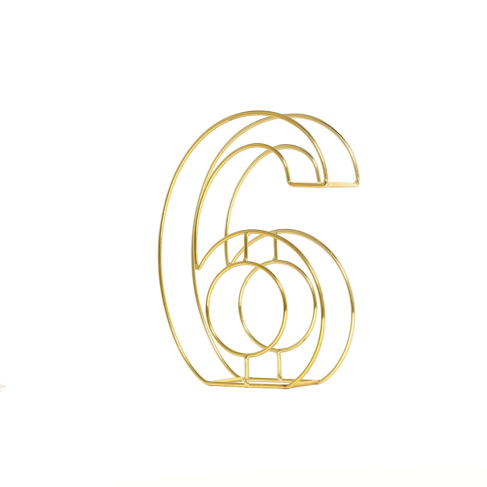 8 Tall Gold Freestanding 3D Decorative Metal Wire Numbers, Wedding Table Numbers -6