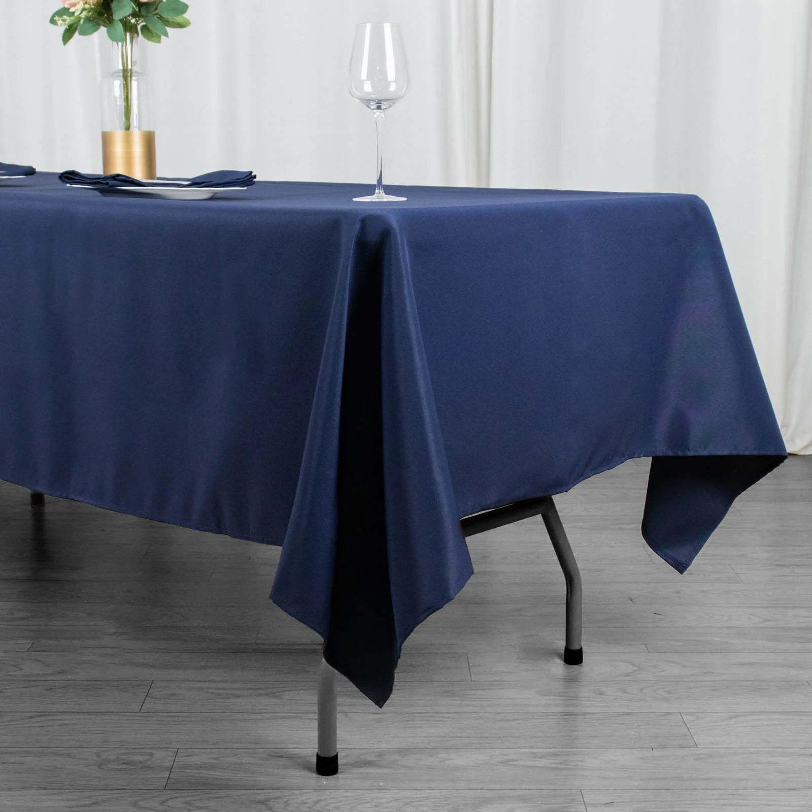 Fire Retardant Premium Polyester 60x102 Rectangular Tablecloth Navy Blue - High-Performance Table Cover