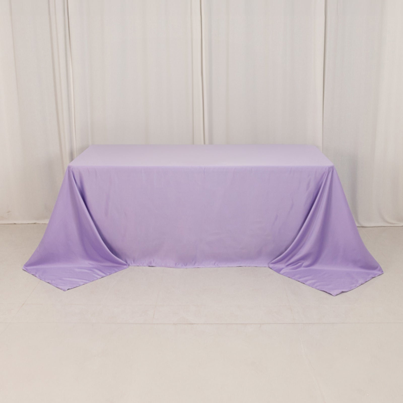 Lamour Satin 90x132 Rectangle Tablecloth Lavender Lilac - Soft & Silk-Like Seamless Table Cover