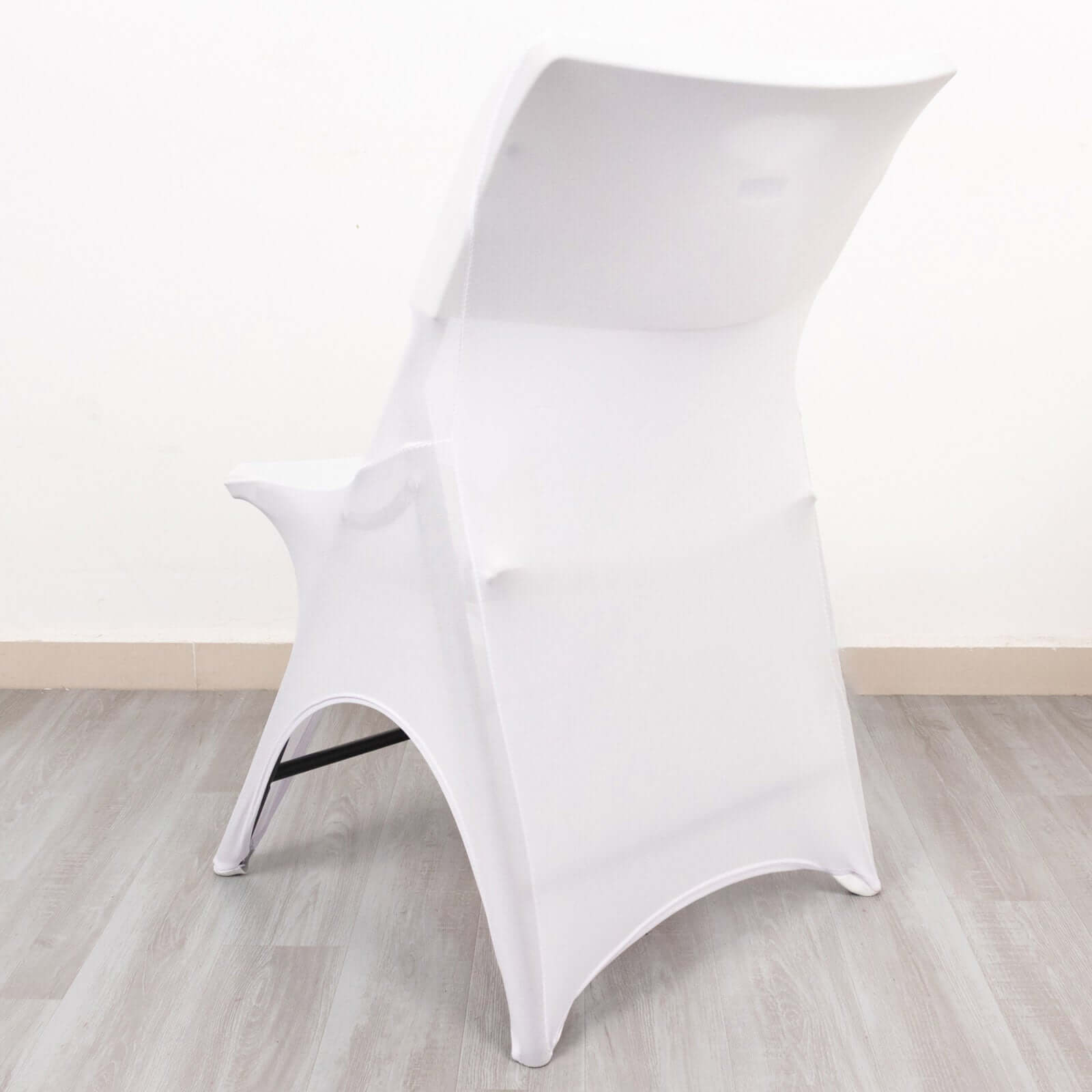 Premium Stretch Spandex Chair Cover White for Folding Chairs - Stylish 3-Way Open Arch 160GSM Fitted Slipcover with Reinforced Foot Pockets