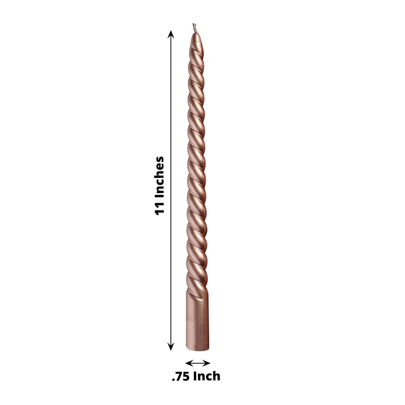 12-Pack Taper Candles Spiral Long Burn Wick Design Matte Rose Gold - Premium Unscented Wax Dinner Candle Sticks 11