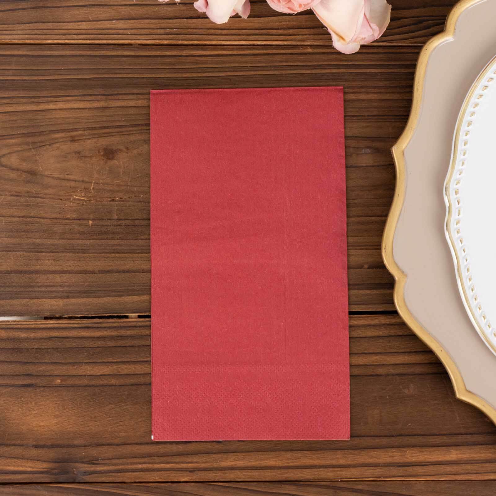 50-Pack Paper Napkins Soft Burgundy - Disposable 2-Ply Cocktail and Beverage Napkins for Weddings