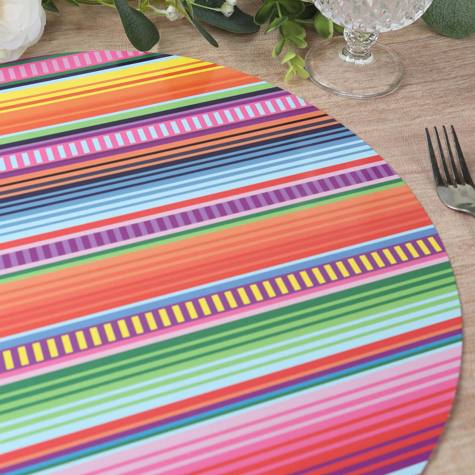 10-Pack Disposable Table Placemats with Multicolor Mexican Serape Fiesta Striped Print - 300GSM Festive Paper Placemats for Cinco de Mayo & Mexican-Themed Events 13