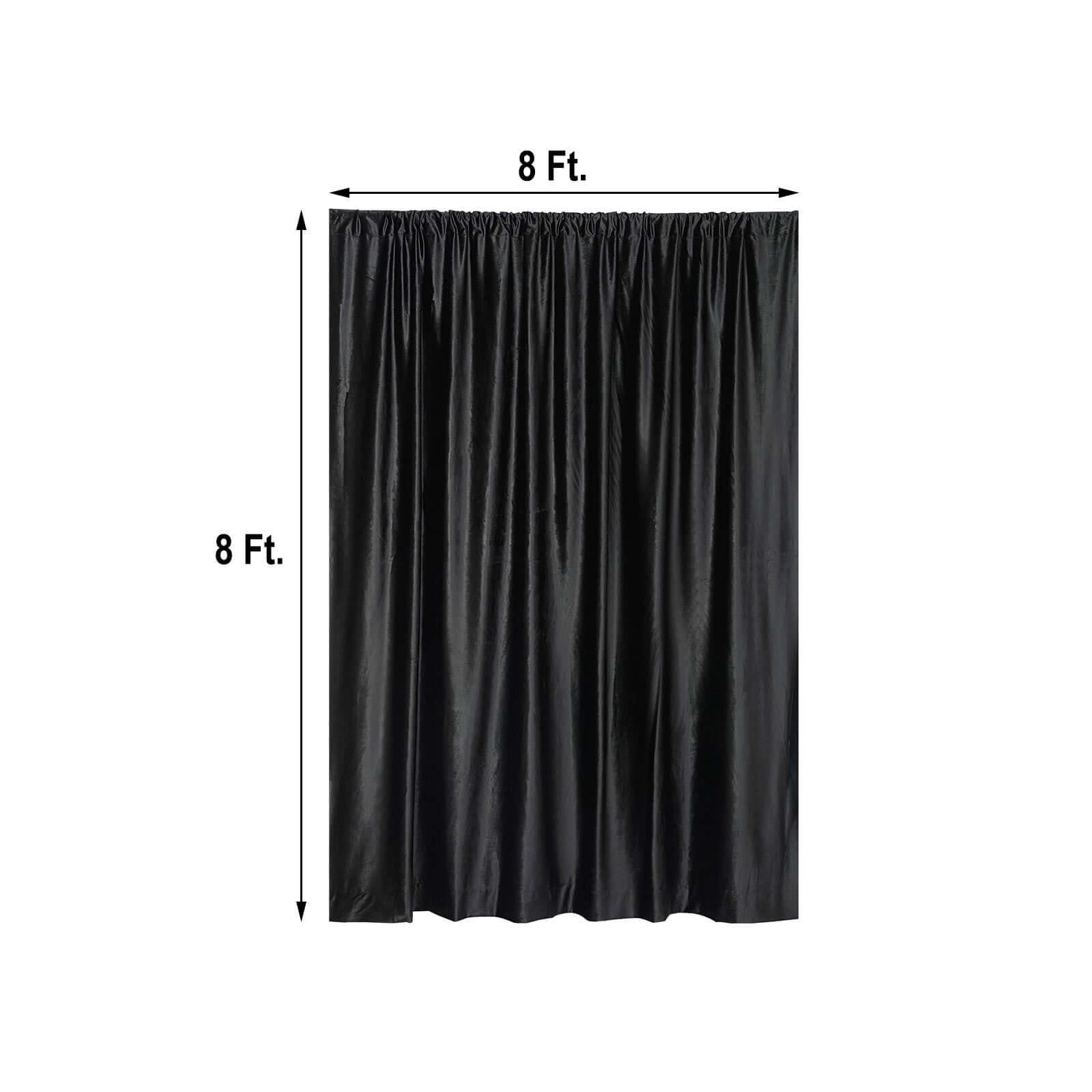 8ftx8ft Black Premium Smooth Velvet Event Curtain Drapes, Privacy Backdrop Event Panel with Rod Pocket