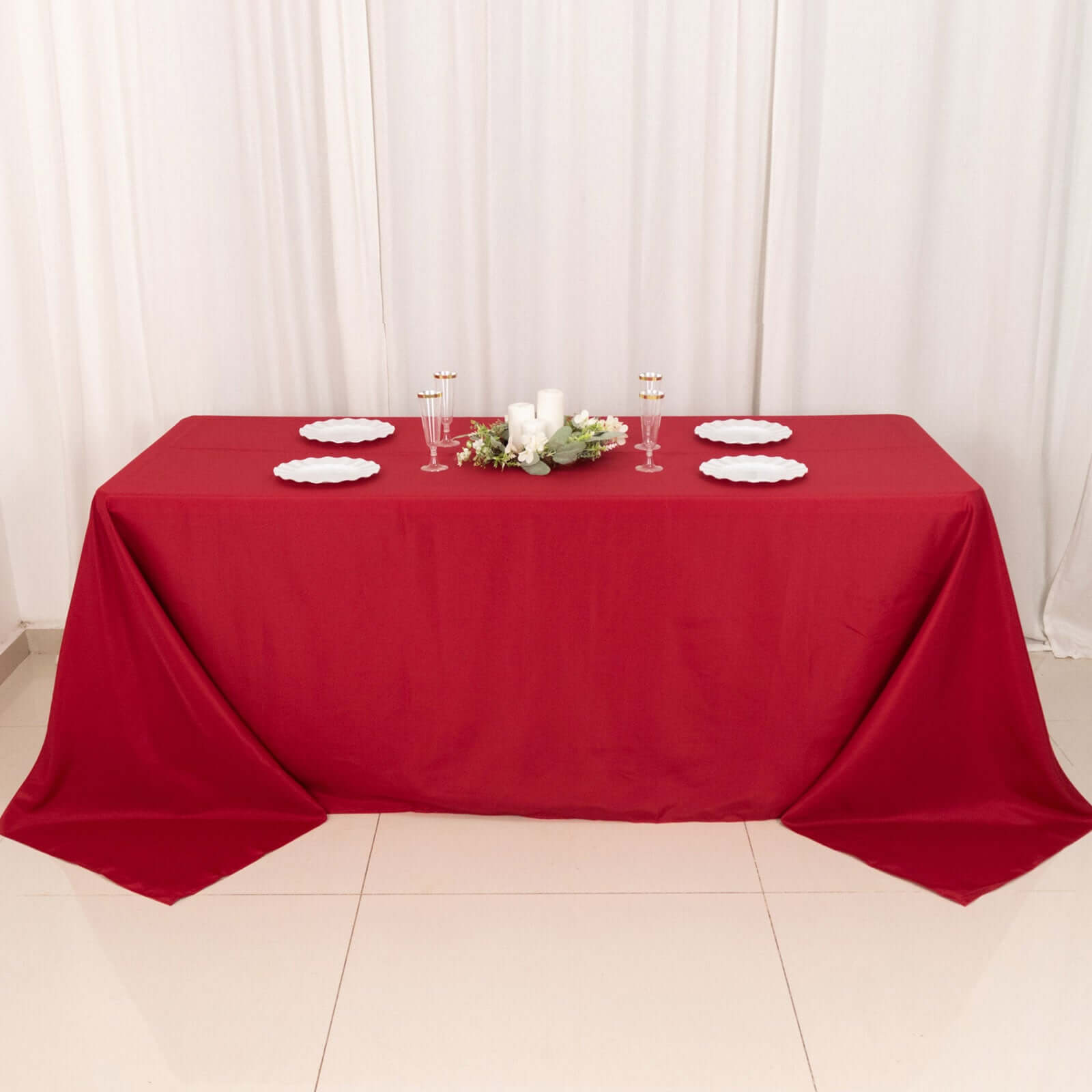 Polyester 90x132 Rectangle Tablecloth Wine - Seamless Wrinkle-Resistant Table Cover