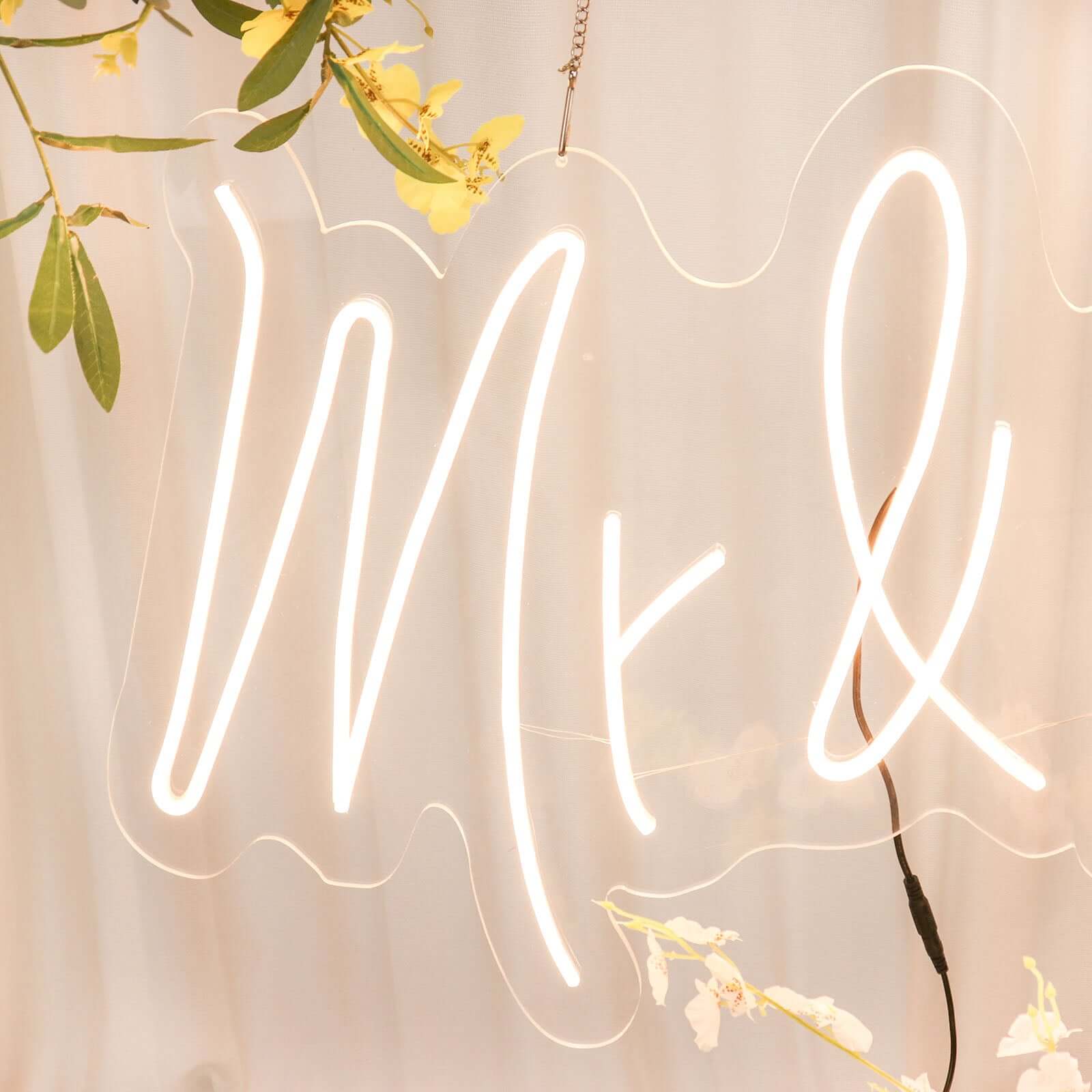 33 Mr and Mrs Neon Light Sign, LED Reusable Wall Décor Lights With 5ft Hanging Chain