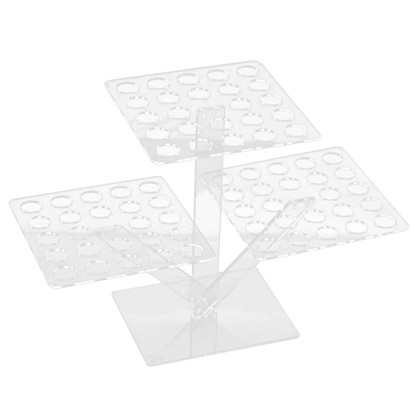 3-Tier Acrylic Square Ice Cream Cone Holder Clear - Foldable Multi-Purpose Dessert Display Stand with 72-Slots for Stylish Food Presentation 18 Tall