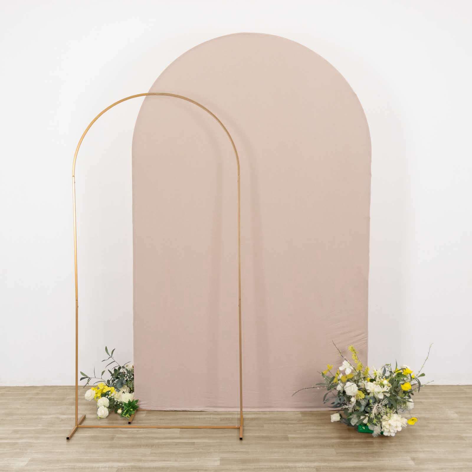 8ft Matte Nude Spandex Fitted Wedding Arch Cover For Round Top Chiara Backdrop Stand