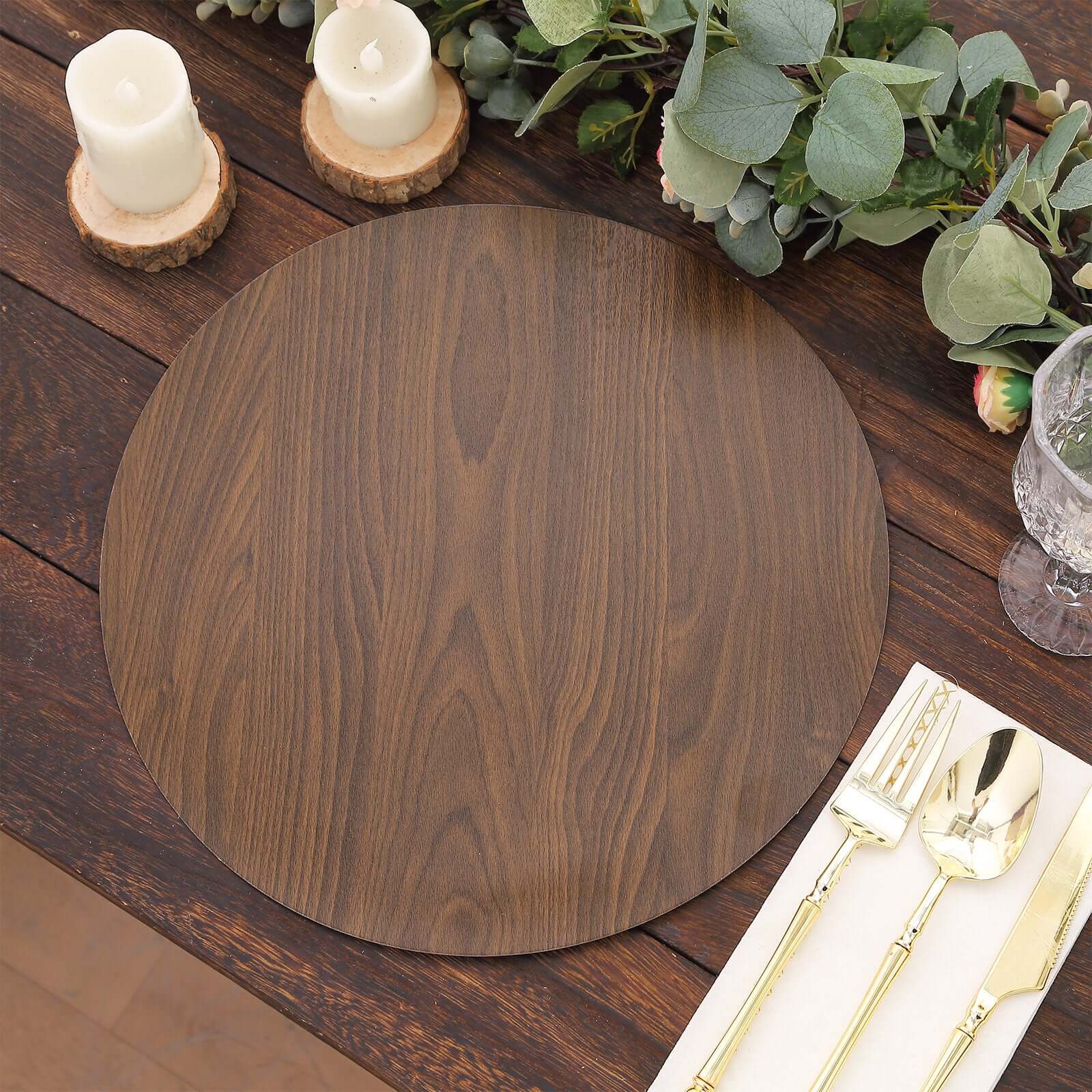 6-Pack Disposable Table Placemats in Brown with Walnut Wood Design - Cardboard Placemats for Rustic & Farmhouse Themes 13