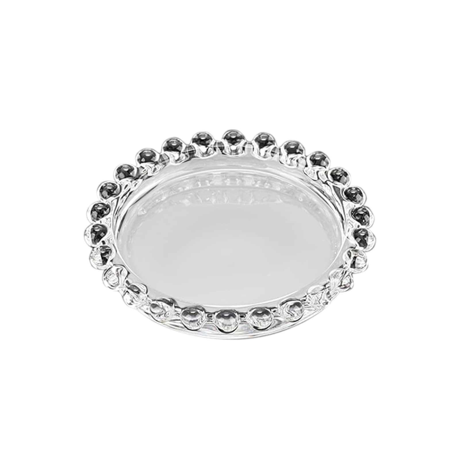 6-Pack Glass Pillar Candle Holder Plates Clear with Beaded Rims - Transparent Small Round Coaster Trays 4