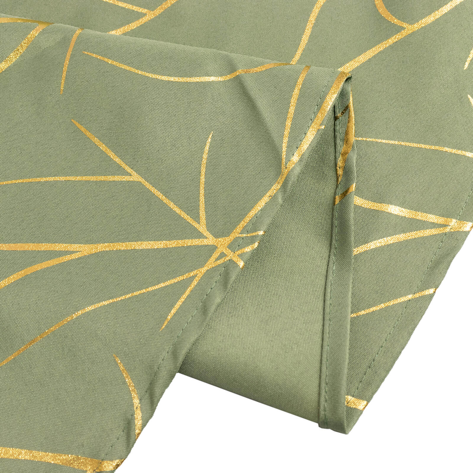 Polyester 120 Round Tablecloth Dusty Sage Green with Gold Foil Tree Branch Pattern - Wrinkle-Resistant Seamless Table Cover for Classy Events